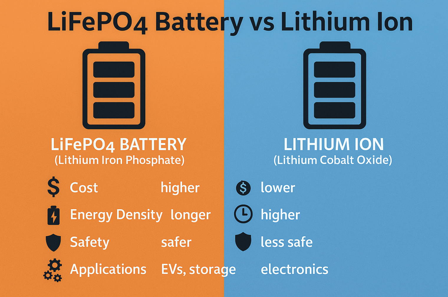 Bateria LIFePO4 vs bateria litowo-jonowa